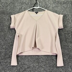 Express Blouse Womens XS Pink Ribbed Kimono Sleeve V Neck Stretch Casual Top